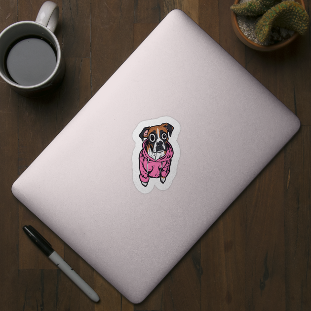 Boxer Dog Pink Hoodie by turddemon